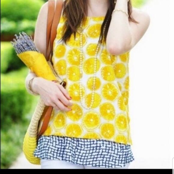 Anthro Porridge lemon layered split back tank top - Picture 4 of 16